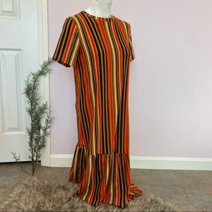 Zara trafaluc burnt orange stripped dress